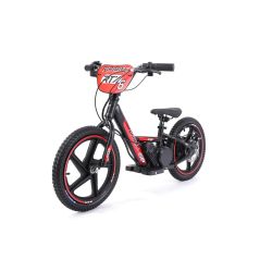 Dječji električni izbacivač RIRIBIKE RTX6 24V (16"), crveni, litijska baterija, 250W motor, disk kočnica, podesivo mekano PU sjedalo